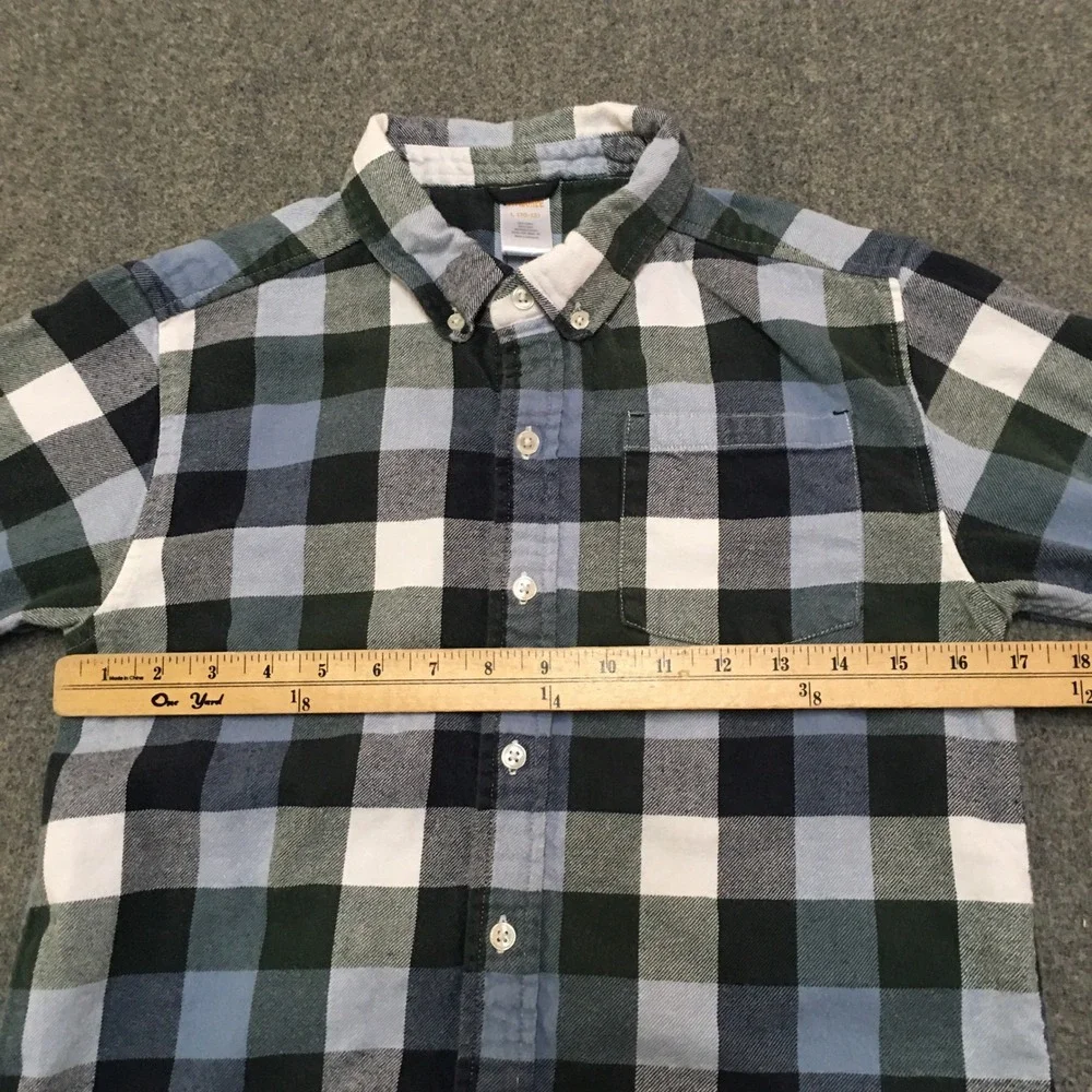 Gymboree Flannel Button Down Shirt Boy Size L 10-12 Blue Green Plaid Long Sleeve